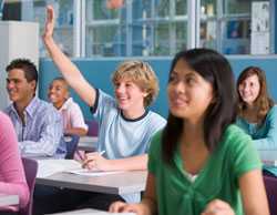Alert student raising hand