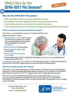 What's New for the 2016-2017 Flu Season