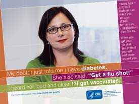 Vacuna contra la influenza: mujer con diabetes