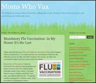 Imagen de pantalla del sitio web de Moms Who Vax