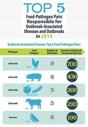 Graphic: Top 5 Food-Pathogen Pairs Responsible for Outbreak-Associated Illnesses and Outbreaks in 2013