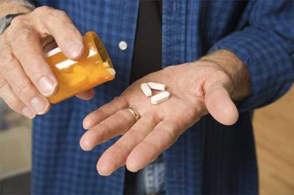 	Man pouring pills in his hand