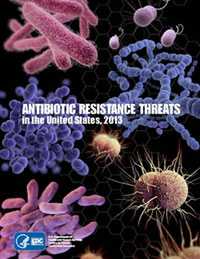 Amenazas de resistencia a los antibióticos en los Estados Unidos, 2013, imagen de la portada del informe).