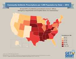 Community Antibiotic Prescribing Rates by State (2012)