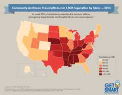 Community Antibiotic Prescribing Rates by State (2014)