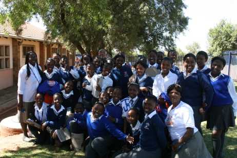 Ivory Park Primary School Soul Buddyz Club members meet with Lovemore Manjora, Soul City Children Projects Coordinator, to thank Soul City for giving them the opportunity to learn about life and community