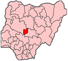 Map of Nigeria with Federal Capital Territory state highlighted