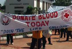 On World Blood Donor Day 2009 in Uganda, the Uganda Blood Transfusion Service and Red Cross ask the public to Donate Blood Today.