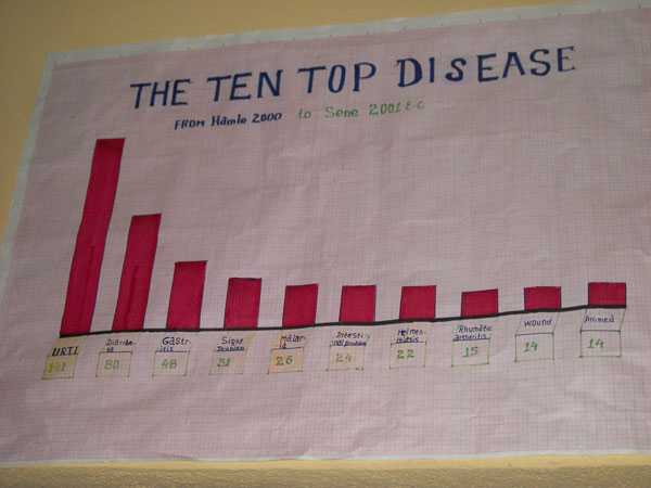 Top 10 disease chart in Ethiopia
