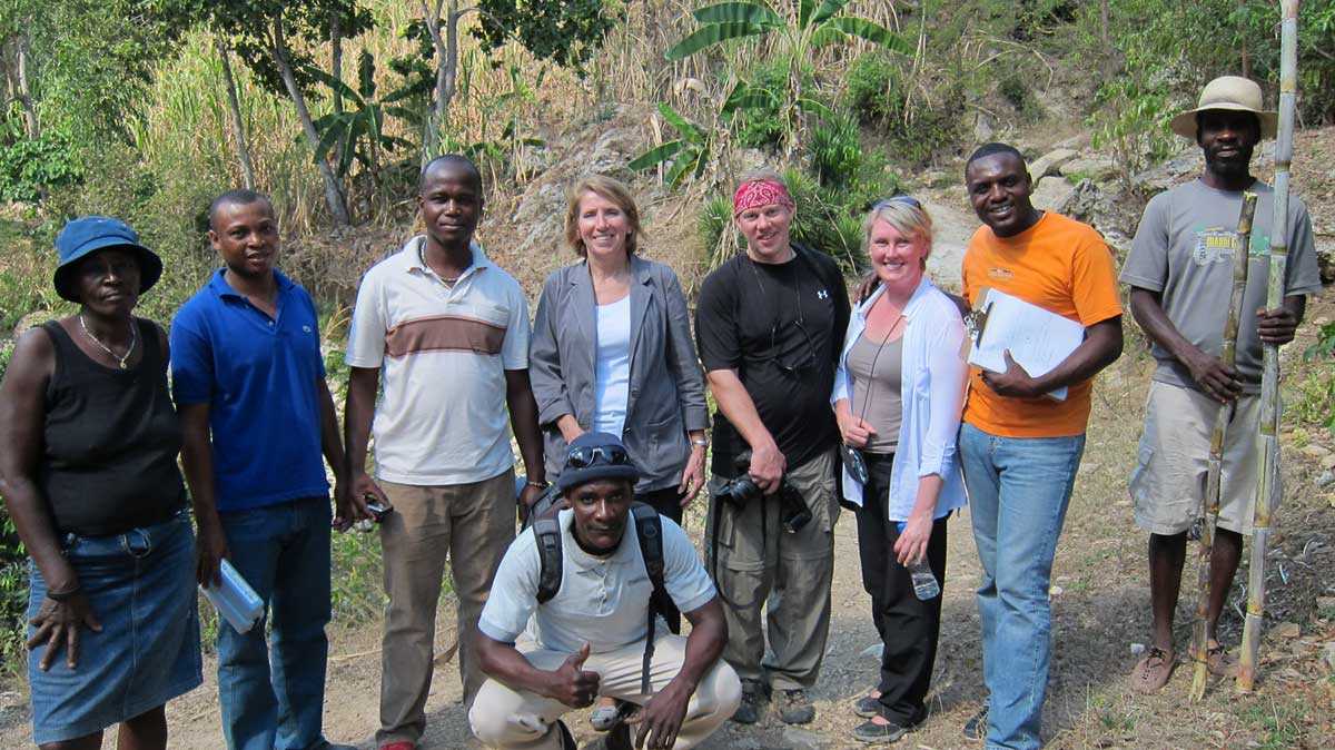 The CDC and CDC Foundation team visited a remote spring that provides water to the community in Trianon, Haiti