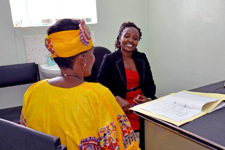 	Dr. Mercy Karanja meets with Rosemary to discuss her treatment. 