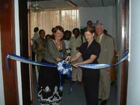Valerie Koscelnik, CDC Rwanda’s first Chief of Party at the official opening 