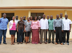 Cohort 1 FELTP trainees posing for a picture with the Rwanda Minister for Health, Agnes Binagwaho, 2010 