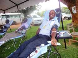 Photo of Ugandans giving blood