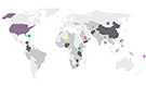 Map showing 11 locations where Field Epidemiology Training Program (FETP) disease detectives have helped. 1) Afghanistan; 2) American Samoa; 3) Bangladesh; 4) China; 5) Colombia; 6) Haiti; 7) Nigeria; 8) Philippines; 9) Tanzania; 10) Yemen; 11) Zimbabwe