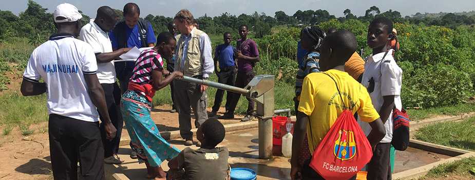 	Disease detectives investigating the sources of water following a cholera outbreak in Tanzania. 