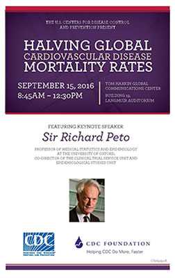 Sir Richard Peto on program cover for 9/15/2016 Symposium
