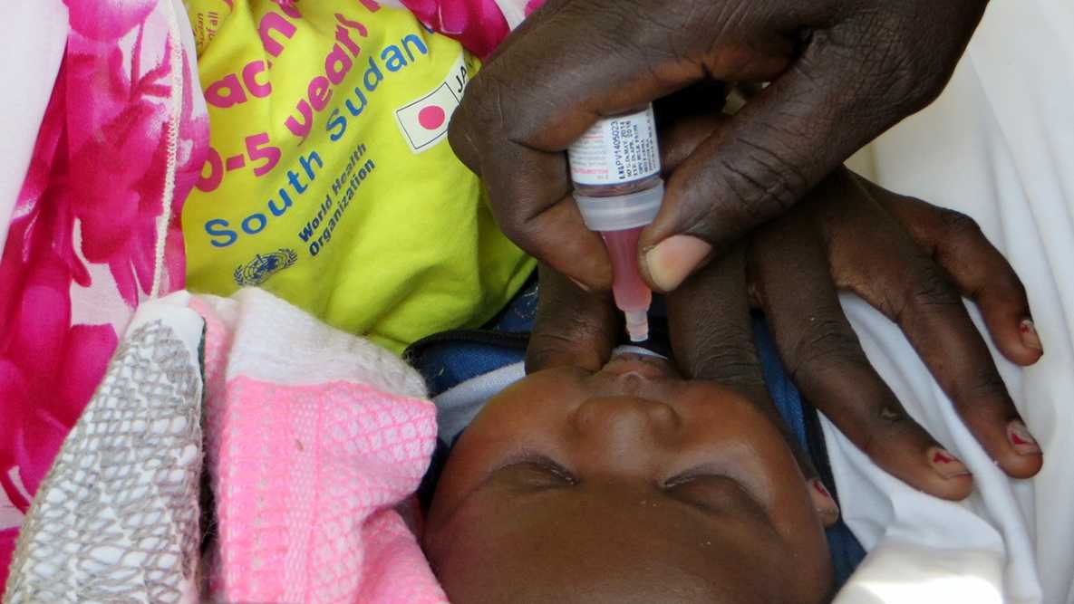 This little one got the first 2 drops of polio vaccine of the day
