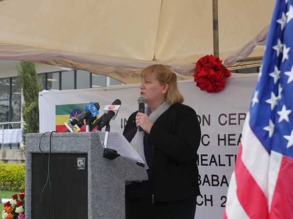 Dr. Rebecca Martin, Director of CDC’s Center for Global Health, speaks at the inauguration event for the National Public Health Training Center in Ethiopia. 