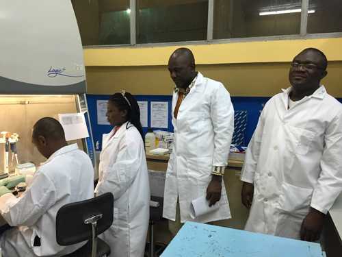 CDC microbiologist Mahamoudou Ouattara training Tamale Laboratory Staff on real-time PCR technique.