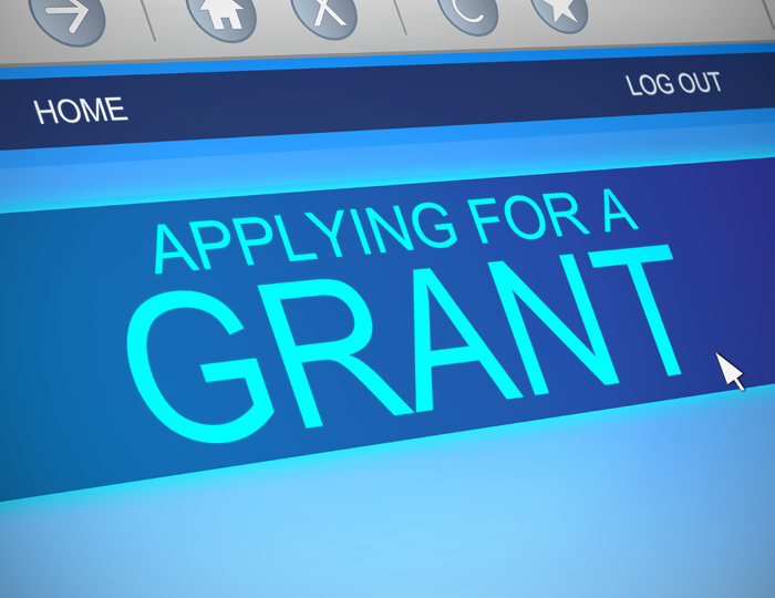 Webpage showing on a computer monitor titled applying for a grant