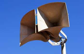 	Pair of loudspeakers for public address system.