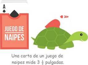 Ilustración de una comparación de tortugas al lado de una tarjeta de juego. 'Una tarjeta de juego tiene 3,5 pulgadas de largo'