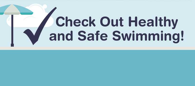 screenshot of the top of the Check Out Healthy and Safe Swimming infographic