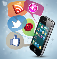 social media icons and iphone