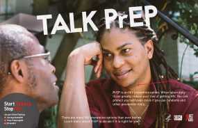 Poster thumbnail - Talk PrEP, two men talking