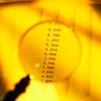 	image of a magnifying glass and some numbers