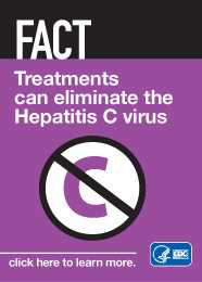 Campaign Badge which reads, 'FACT: Treatments can eliminate the Hepatitis C virus. Click here to learn more.'