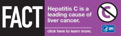 Campaign Badge which reads, 'FACT: Hepatitis C is a leading cause of liver cancer. Click here to learn more.'