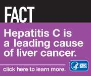 Campaign Badge which reads, 'FACT: Hepatitis C is a leading cause of liver cancer. Click here to learn more.'