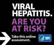 Campaign Badge with text which reads, 'VIRAL HEPATITIS. ARE YOU AT RISK? Take this online assessment to see if you're at risk.'