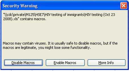 Screenshot showing security warning.
