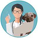 A veterinarian giving a dog a vaccine