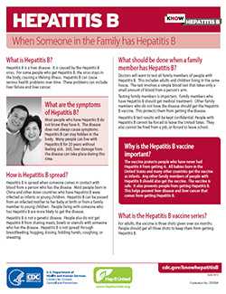 Snapshot of 'When Someone in the Family has Hepatitis B' fact sheet