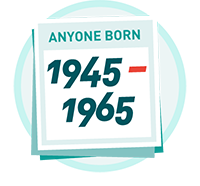 	Illustration which reads Anyone Born 1945-1965