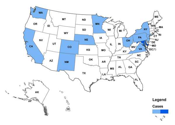 Persons infected with the outbreak-associated strain of Listeria monocytogenes, by state as of September 20, 2012