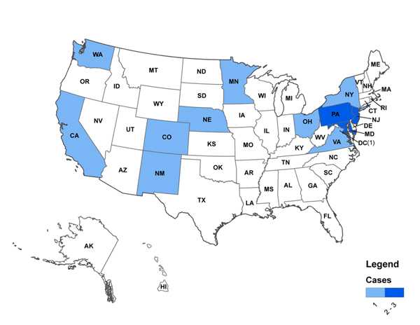 Persons infected with the outbreak-associated strain of Listeria monocytogenes, by state as of September 26, 2012