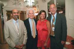 Kelly and members of the team at Cohen Children’s Medical Center who directed her care: (L–R): Dr. Sunil Sood, Pediatric Infectious Disease Specialist, Dr. Jeffrey Lipton, Chief, Hematology/Oncology and Stem Cell Transplantation, and Dr. Peter Silver, Chief, Pediatric Critical Care Medicine.