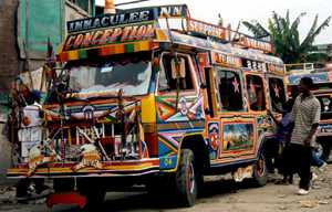Picture of a "tap-tap" bus in Haiti.