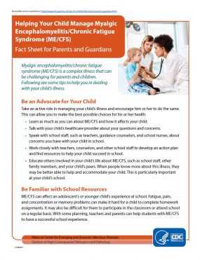Helping Your Child Manage Myalgic Encephalomyelitis/Chronic Fatigue Syndrome (ME/CFS) Fact Sheet for Parents and Guardians