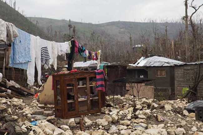 scene of destruction in Haiti after Hurricane Matthew