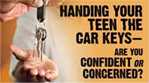 Poster displaying car keys being dropped into a teen's hands