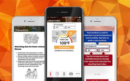 An updated app for smart phones and other mobile devices can help workers stay safe when working outdoors in hot weather. 