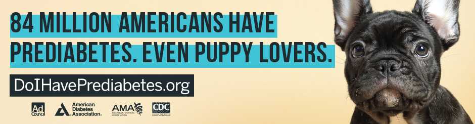 84 Million Americans have prediabetes. Even puppy lovers. DoIHavePrediabetes.org