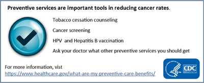 Preventive Services are important tools in reducing cancer rates.