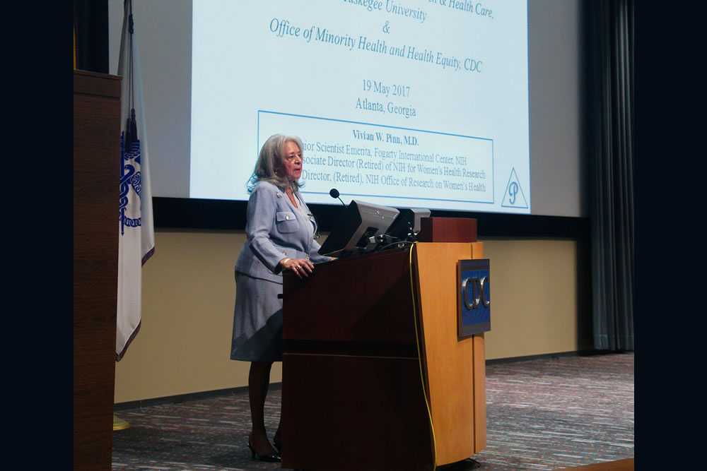 Dr. Vivian Pinn speaking at public health ethics forum